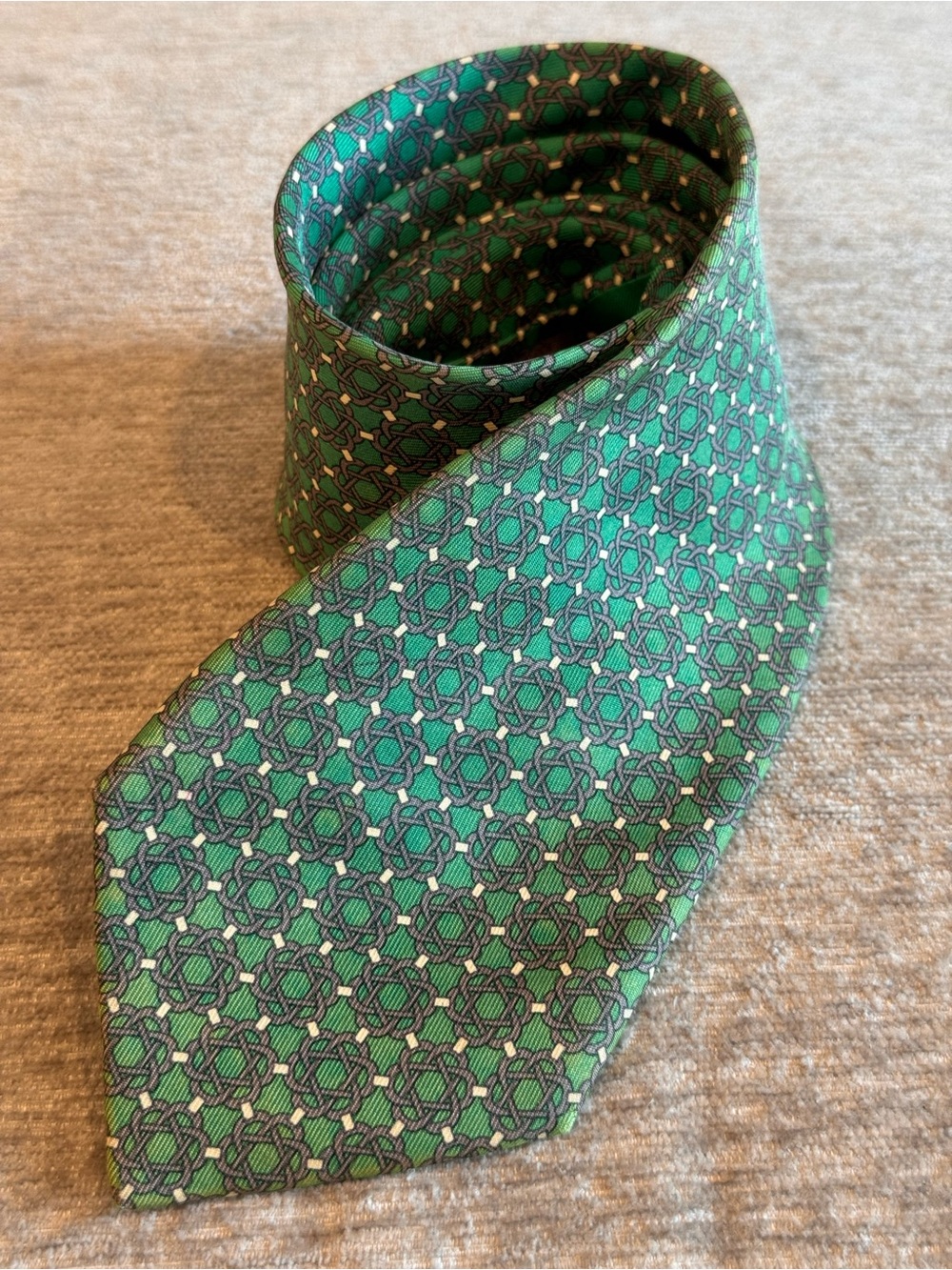 Authentic Hermès 100% Silk Tie - Mid-90s Geometric Print - As-Is Bargain